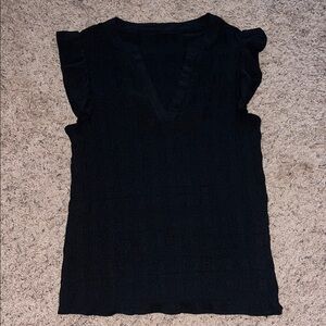 SHEIN Black Sleeveless Ruffled Blouse